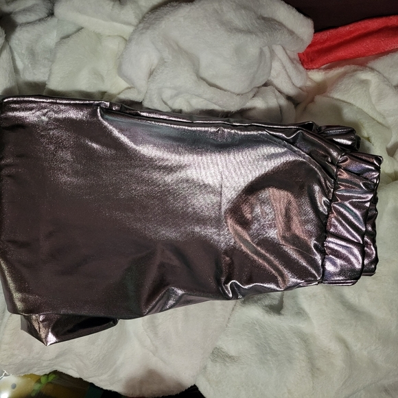 Pants - Metallic Rose Silver Size Medium Elastic Waist Pants